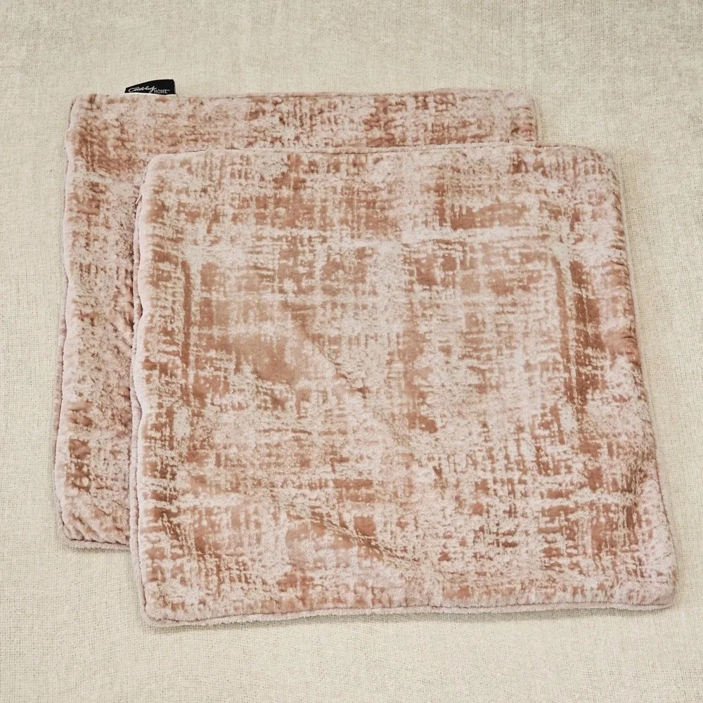 EUC Lot of 2 Celebrity Home Blush Pink Feathered Velvet Decorative Pillowcases